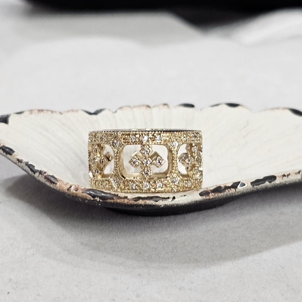 925 Gold Vermeil and Crystal Band Ring - Picture 2 of 16